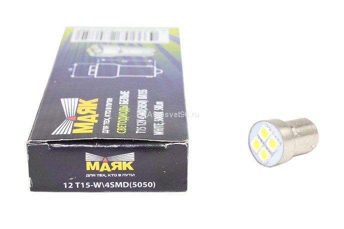 Лампа-диод 12V T15W 4SMD BA15S WHITE (стоп) 12T15-W-4SMD-BL