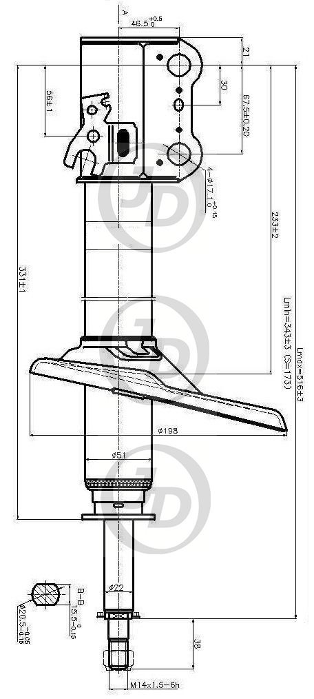 Cтойка аморт. JAS0222 TOYOTA CAMRY VISTA SV40,41,42 FRONT R