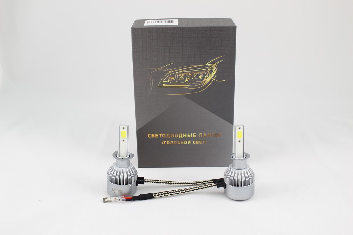 Лампа KS-C6-H1 светодиодная, H1 36W 3800LM, радиатор + вентилятор охлаждения, 2шт, 8V-48V (НОВИНКА) Код детали-KSC6H1.