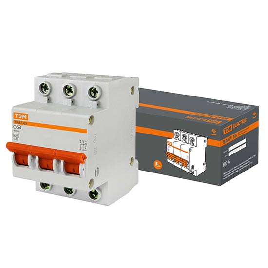 Автомат ВА 47-63 3Р 63A 4,5kA С TDM, без пломбы, 116487     , SQ0218-0025