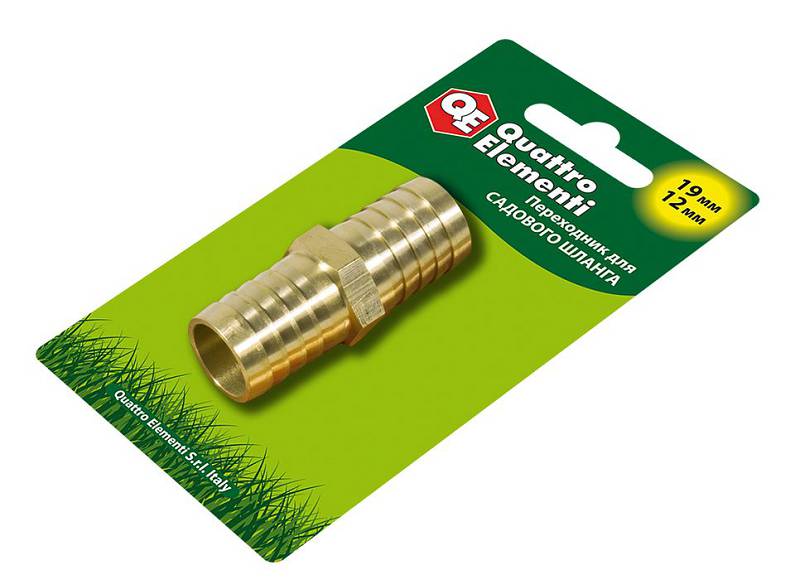 Адаптер QUATTRO ELEMENTI соединитель шлангов елочка 19-19мм, латунь, 771-947, 125535