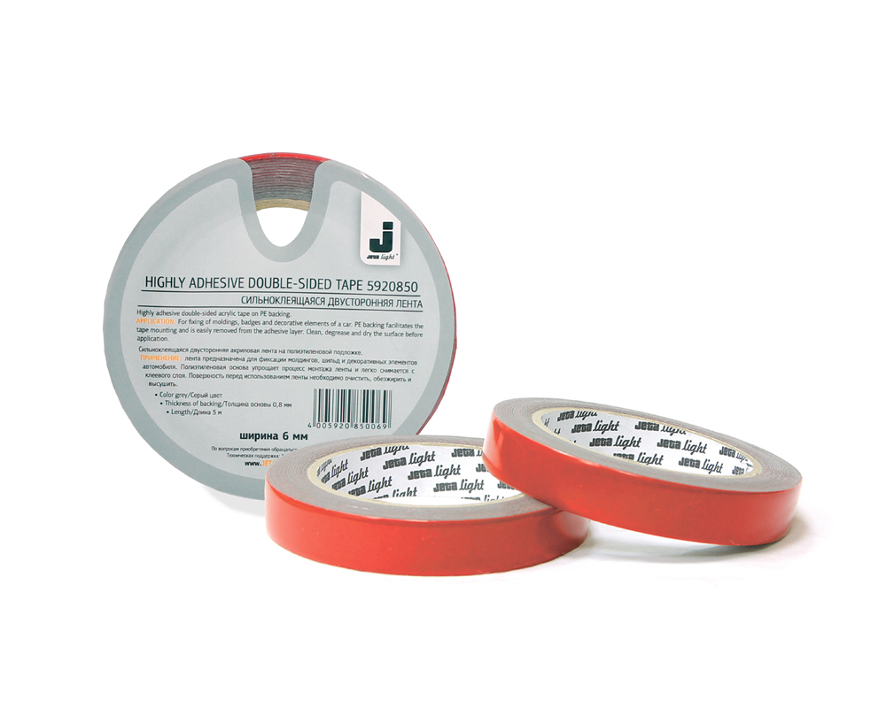 Скотч 2-х сторонний сильноклеящий монтажный JETA 9ммх5м (пеноакриловый), 5920850-09, 127351