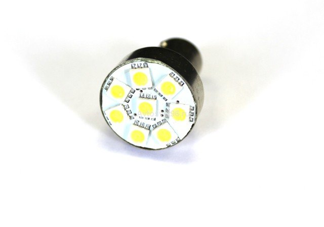 Лампа светодиодная 12v (21-5w) BAY15d (2конт) 18 SMD 5630 диодов, ЛИНЗА, белая
