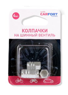 Колпачки на шинный вентиль CARFORT декоративный, цвет хром, к-т 4шт