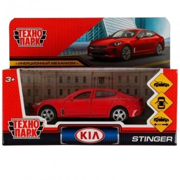 Машина металл KIA STINGER длина 12см, двери, багаж., инерц, красный