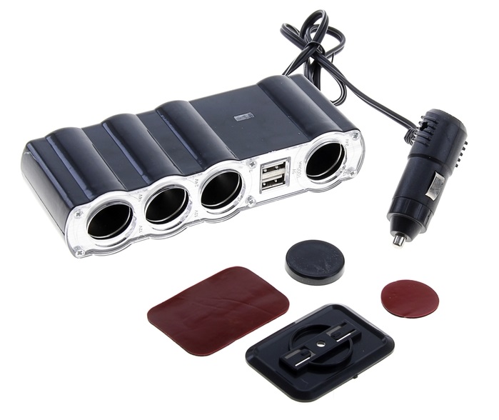 Разветвитель в прикуриватель 4 выхода+24SB (WF-4008)