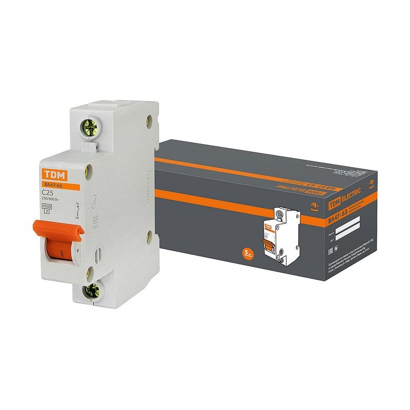Автомат ВА 47-63 1Р 25A 4,5kA С TDM, без пломбы, 115848     , SQ0218-0005
