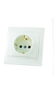 Розетка 2П+З 16А 250В белая "Таймыр" (пром. упак., бакелит. основание) TDM
