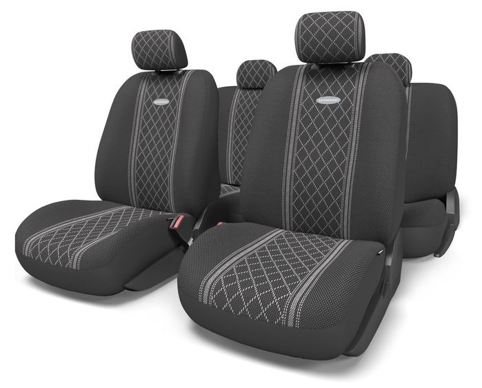 Чехлы Автопрофи Comfort Gobelen, плотная жакардовая ткань (11 предметов) серый-ромб