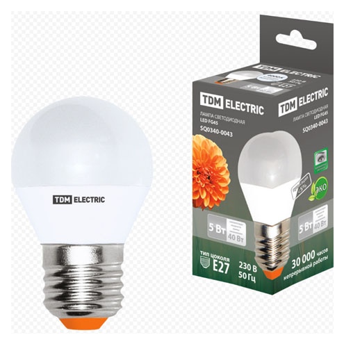 Лампа светодиодная Jazzway FG45-5Вт 220В 4000К Е27 ТДМ, 101993     , SQ0340-0043-1036988А