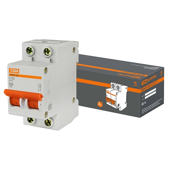 Автомат ВА 47-63 2Р 50A 4,5kA С TDM, без пломбы, 118085     , SQ0218-0015