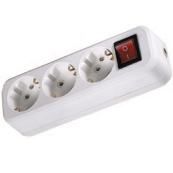 Колодка розеточная 3 гнезда 2П+3 с выключателем 16А 250В белая, черная  TDM с з/к