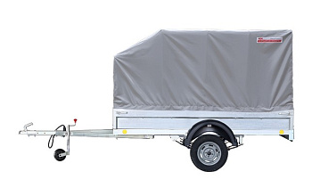 Автоприцеп Крепыш 2,5, платформа, надст.борта, тент+дуги 1,15+опор.колесо