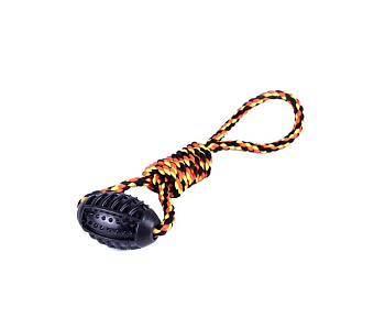Игрушка NUNBELL д/собак канатная Мяч-регби 10х6.5см с ручкой l=35см