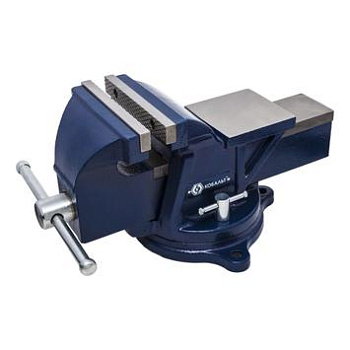 Тиски слесарные поворотные КОБАЛЬТ ширина губок 150мм, захват 150мм, 17кг, наковальня