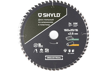Диск пильный SHYLD по алюминию и пластику твердосплавный 160x20/16 мм, 56 зубьев