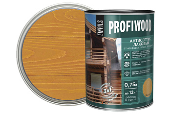Антисептик лаковый PROFIWOOD атмосферостойкий алкидный орегон 0.75 л / 0,7 кг