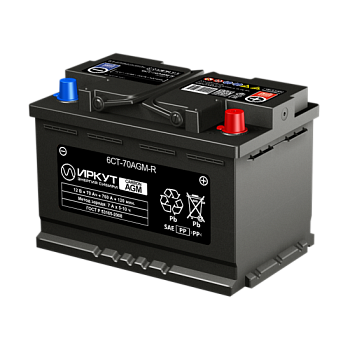 АКБ ИРКУТ 6CT-70AGM-R (AGM-L3EU)О/П