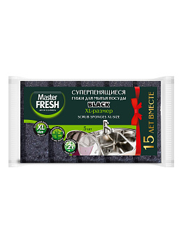 Губки для мытья посуды XL Master FRESH (bubble- поролон), 5шт. BLACK