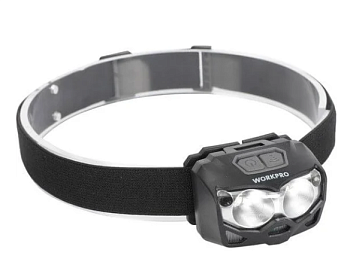 Фонарь налобный светодиод, 3 режима осв., 145м, Повор головка на 45°, аккум 1200mAH, USB-TYPE C, 3 ч