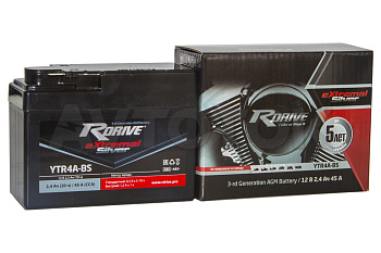 Аккумулятор мотоциклетный R-drive Extremal SILVER YTR4A-BS