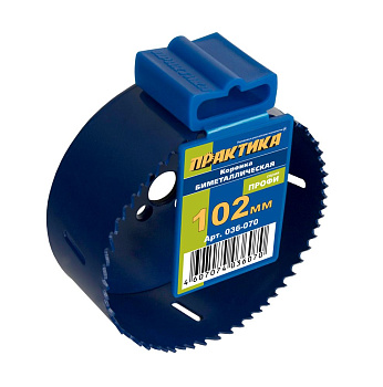 Коронка биметаллическая ПРАКТИКА 102мм, (4"), клипса (1шт).