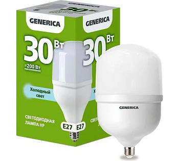 Лампа светодиодная HP 30Вт 6500К E27 230В GENERICA LL-HP-30-230-65-E27-G