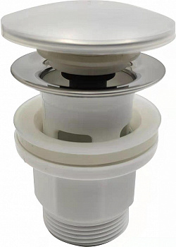 Выпуск 1 1/4 клик-клак (донный клапан с отверст. перелива), грибок и реш-ка вальц.металл Aquant