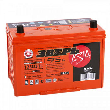 АКБ ЗВЕРЬ 125D 31L 95Ah Азия о/п (110Ah)