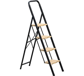 Стремянка MK804P стальная 4 ступени Алюмет односторонняя с широкими пластиковыми ступенями