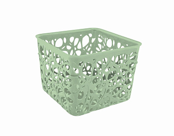 Корзинка квадратная 19x19x14,5см, светло-зеленая