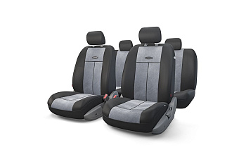 Чехлы автомобильные TT, полиэстер/велюр, 9 предметов, передний ряд, задний ряд, AIRBAG, чёрн./т.сер