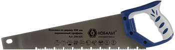 Ножовка по дереву КОБАЛЬТ 450мм, шаг 35мм/7 TPI, закаленный зуб, 3D-заточка, двухкомпонентная рукоят