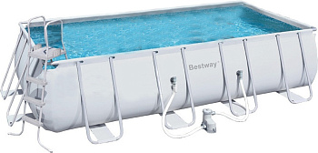 Бассейн Bestway каркасный Power Steel Rectangular 412х201х122см 8124л, ф-насос 58383, лестница Бассейн Bestway каркасный Power Steel Rectangular 412х201х122см 8124л, ф-насос 58383, лестница