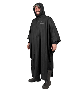 Пончо-дождевик СЛЕДОПЫТ, плотный PVC, 125х133см., на кнопках, с капюшоном, черный, р.52-54