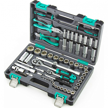 Набор инструментов, 1/2", 1/4" STELS CrV, пластиковый кейс, 69 предм.
