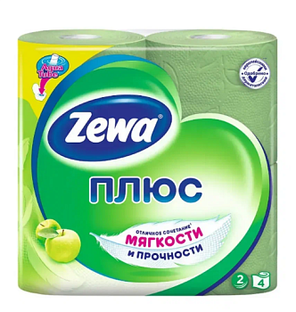 Туалетная бумага ZEWA Plus Яблоко 2 слоя 4 рулонов
