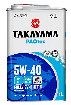 Масло моторное синт. Takayama PAOtec SAE 5W-30 ACEA A3/B4 API SP 1л (металл)