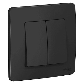 Переключатель 2-клавишный BLANCA с/у 10А, 250В, Антрацит