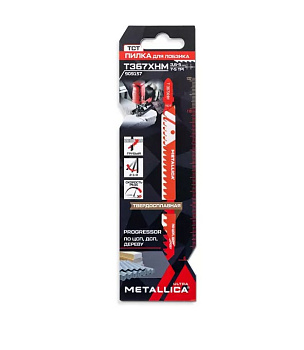 Пилкa д/лобзика METALLICA Ultra T367XHM 132/106мм, шаг3,6-5мм, TCT, Progressor по ЦСП/дереву 1шт