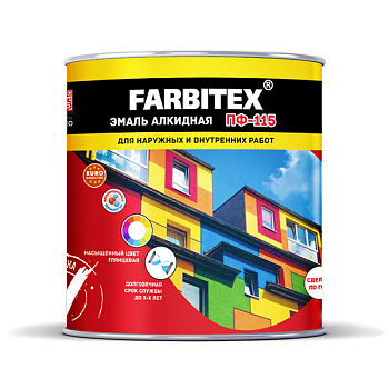 Эмаль алкидная ПФ-115 FARBITEX, темно-серая, 0,8кг Эмаль алкидная ПФ-115 FARBITEX, темно-серая, 0,8кг