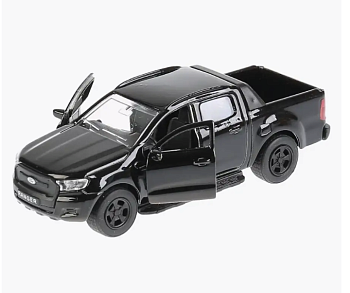 Машина металл FORD ranger ПИКАП, 12см, .дв., багаж., инерц., черый