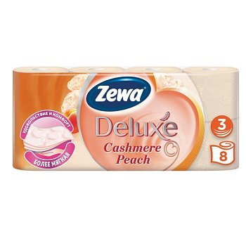 Туалетная бумага ZEWA Delux 8шт 3сл Персик