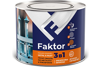 Грунт-эмаль FAKTOR на ржавчину 3 в 1 черная, 1,9кг Грунт-эмаль FAKTOR на ржавчину 3 в 1 черная, 1,9кг