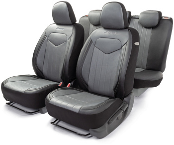 Чехлы автомобильные SIGNATURE эко-кожа, 15 предметов, AIRBAG черн./серый