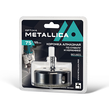 Коронка алмазная METALLICA Optima 75x55 мм, #80, по стеклу, плитке