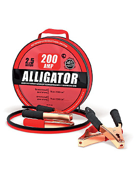 Провода прикуривания Аллигатор, 100% CCA, морозостойкие, 200 А, длина 2,5 м., брезент. сумка, 1/10		