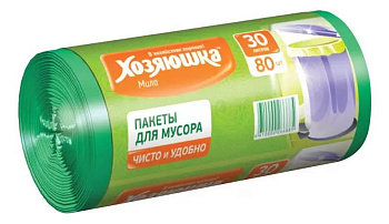 Пакеты для мусора "ХОЗЯЮШКА Мила", 7 мкм, 30л 80шт в рулоне