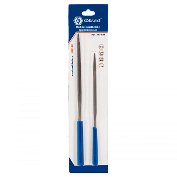 Набор надфилей КОБАЛЬТ трехгранных, №1, 140х3, 160х4мм