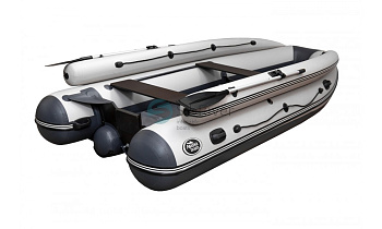 Лодка ПВХ "Allaska-Drive 390" LUX серая двухцветная, фальшборт